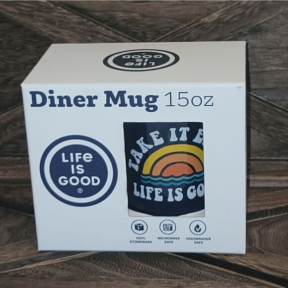 LIFE IS GOOD Take It Easy 15oz Diner Mug • Microwave & Dishwasher Safe • New - Picture 1 of 7